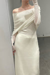 SWAYING/KNIT water-soluble wool lapel dress (with petticoat) SW23AW2L07 white PS66